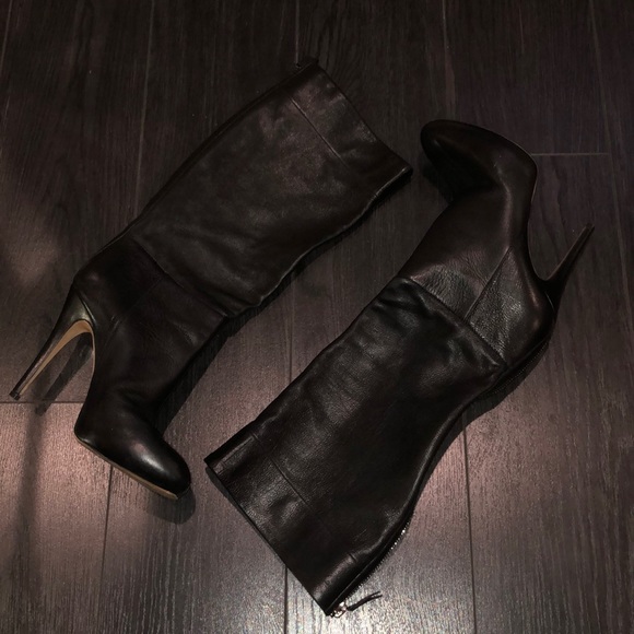 CASADEI BLACK LEATHER MIDSHAFT BOOTS SZ 39 - Picture 7 of 13